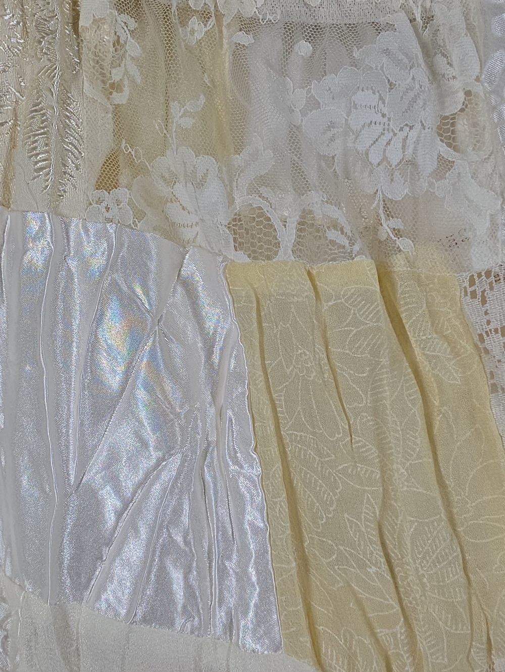 Vintage Alexander Brown Cream Patchwork Lace Tiered Maxi Skirt OS NWT - Picture 6 of 9